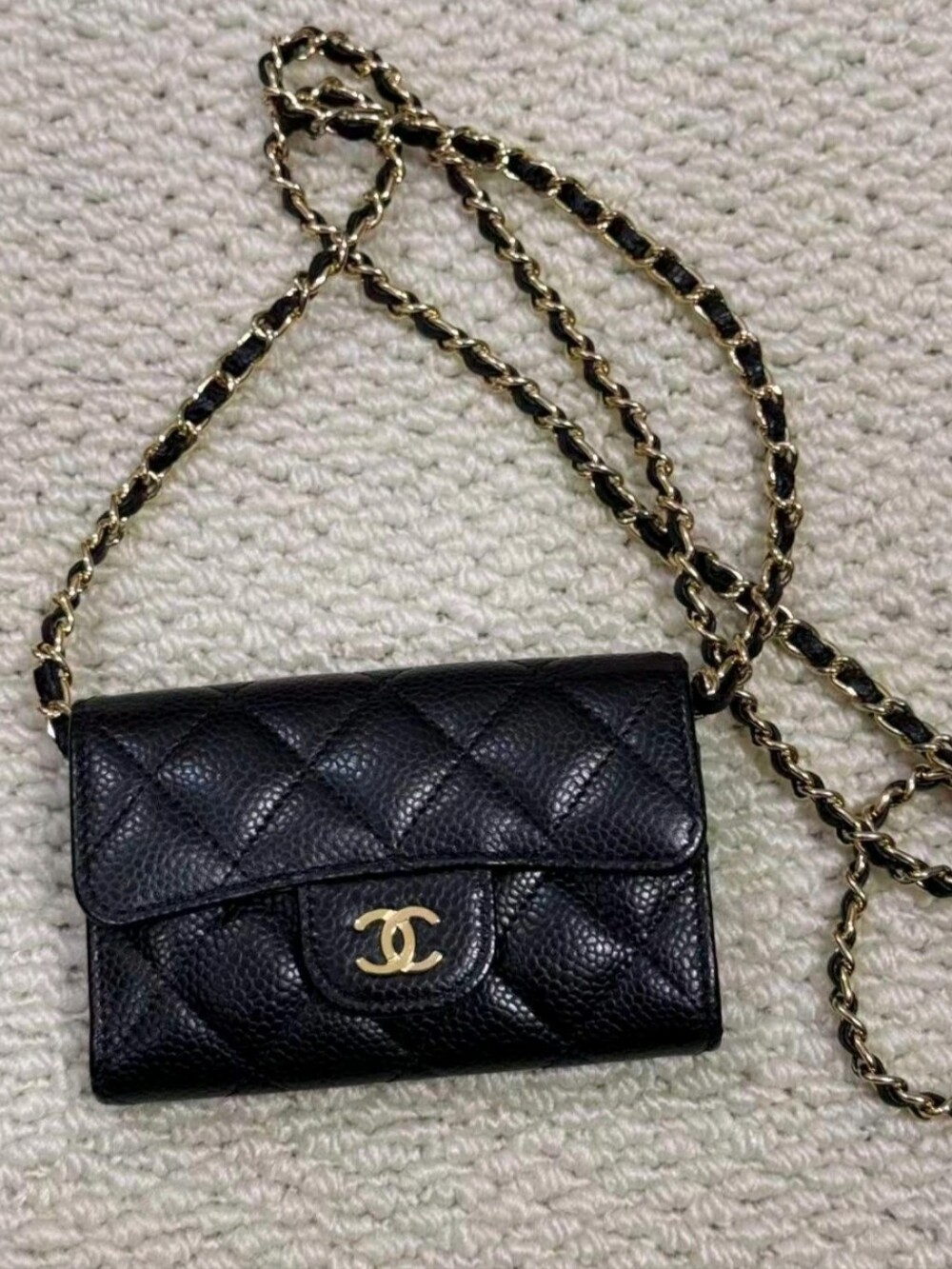 Black Quilted Leather Chain Crossbody Wallet Mini Handbag Luxury Designer Style